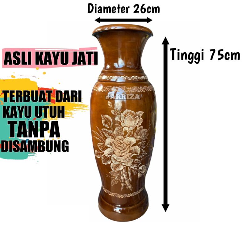 Guci Hiasan Rumah / Guci Vas Bunga Hiasan Rumah / Pot Bunga Kayu / Furniture / Dekorasi Rumah / Tempat Payung / Tempat Stik Tongkat Kayu Jati Asli