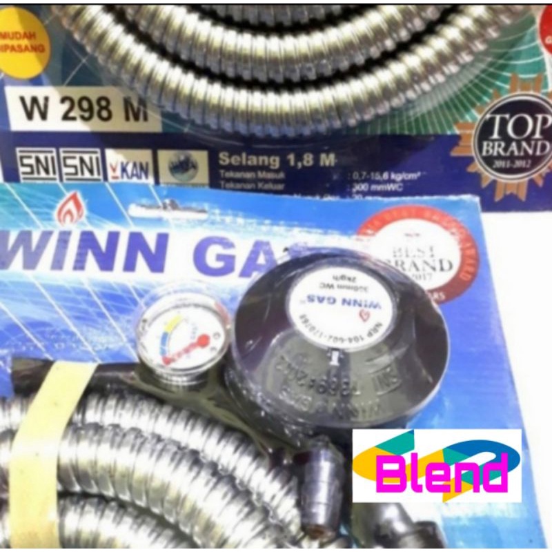 Winn Gas PAKET Bodi Besar Regulator+Selang 1,8 Flexible Pengaman Amper