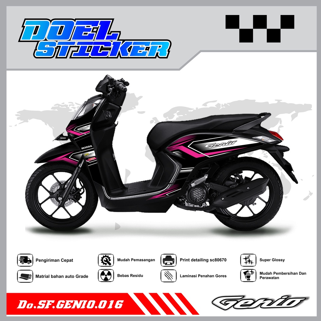 Sticker Striping Variasi Genio List Variasi Hologram , Crome Doel 016