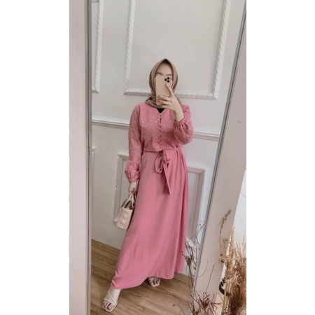 ROVENA BROCADE MAXI by CandyLady/ Gamis Wanita Murah/ Busui Kancing Depan/ Dress Muslim Bruklat