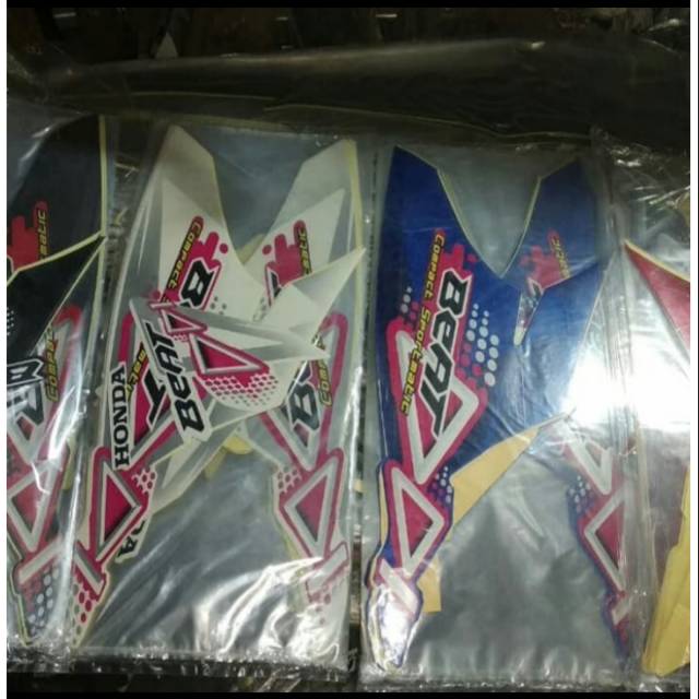 Stiker sticker lisbody striping honda beat karbu 2011 hitam biru putih