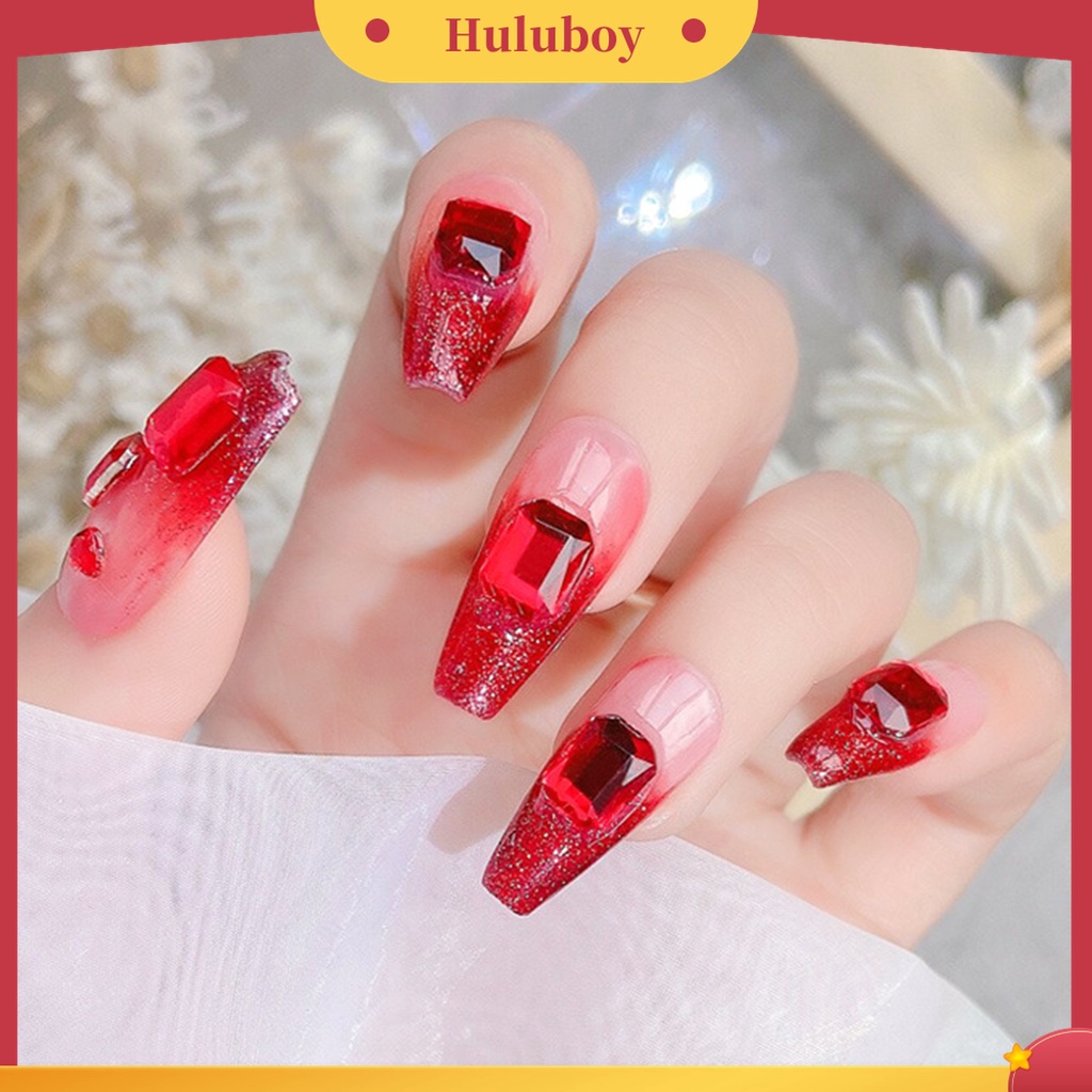 Huluboy Huluboy♡ 10pcs Ornamen Kuku Berlian Imitasi 2 Gaya Untuk Wanita