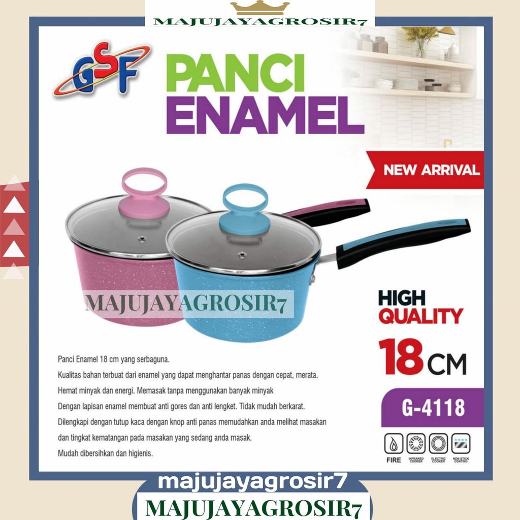 PANCI ENAMEL 18CM GSF G-4118 / PANCI SUSU ENAMEL UKURAN 18CM / PANCI KUAH ENAMEL / PANCI KUWAH ENAME