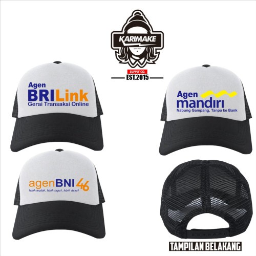 TOPi Trucker Jaring Hat Cap distro AGEN BRiLiNK polos custom bank bri link rakyat indonesia gerai tr