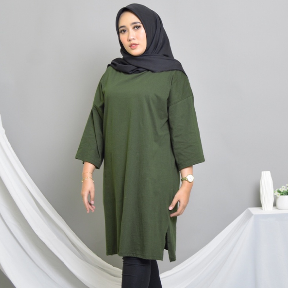 KAOS OVERSIZE BASIC POLOS ATASAN TUNIK JUMBO PAKAIAN WANITA OUTFIT HIJAB FRIENDLY