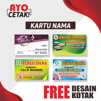 

KARTU NAMA| Bahan TIK260 Uk. 5,5 cm x 9 cm (FREE DESAIN & KOTAK)