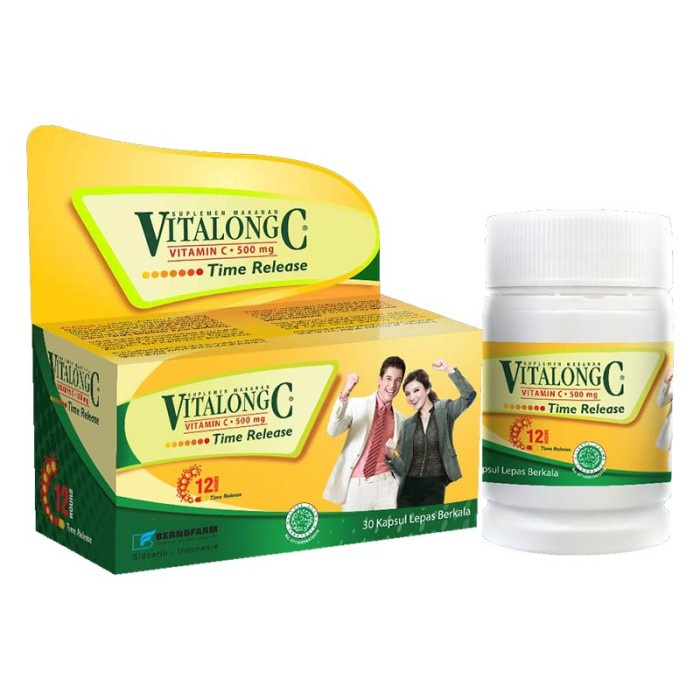 VITALONG C - VITAMIN C 500MG - Suplemen Makanan, Suplemen Daya Tahan Tubuh, Suplemen Kolagen, Antioksidan, Mempercepat Penyembuhan