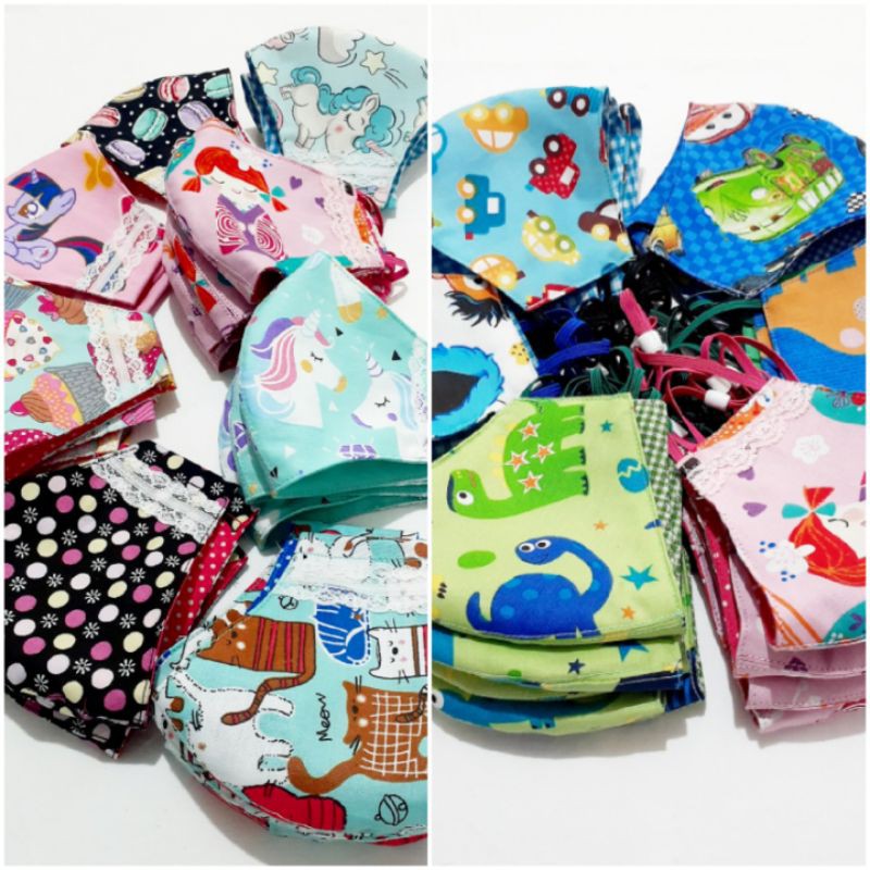 masker kain anak laki perempuan earloop headloop