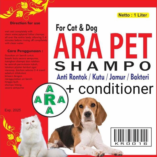 SHAMPOO + CONDITIONER DAN SIKAT GROOMING KUCING DAN ANJING NETTO 1000 ML