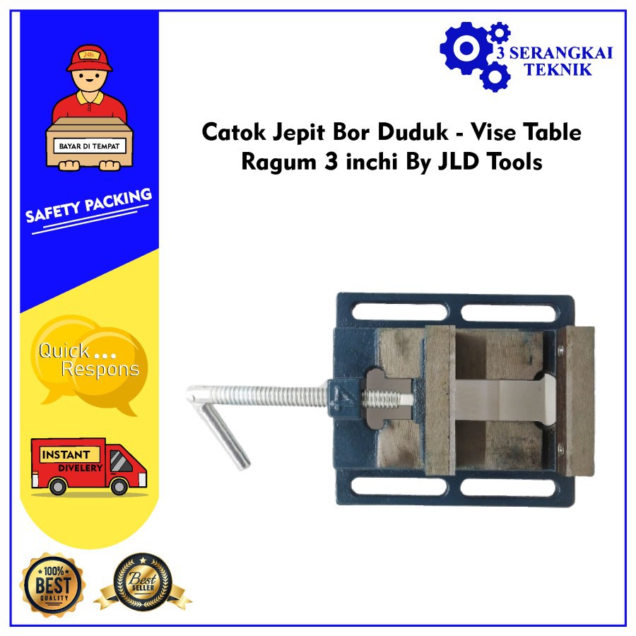 Catok Jepit Bor Duduk - Vise Table - Ragum 3 inchi By JLD Tools