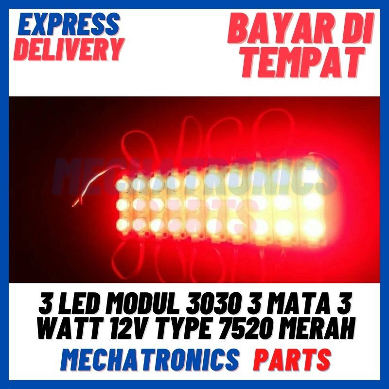 [DSP-9109] 3 LED MODUL 3030 3 MATA 3 WATT 12V TYPE 7520 MERAH