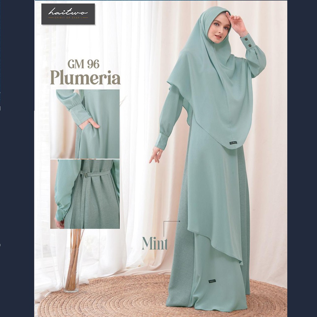 BAJU GAMIS HIJAB HAITWO PLUMERIA GM 96 MINT
