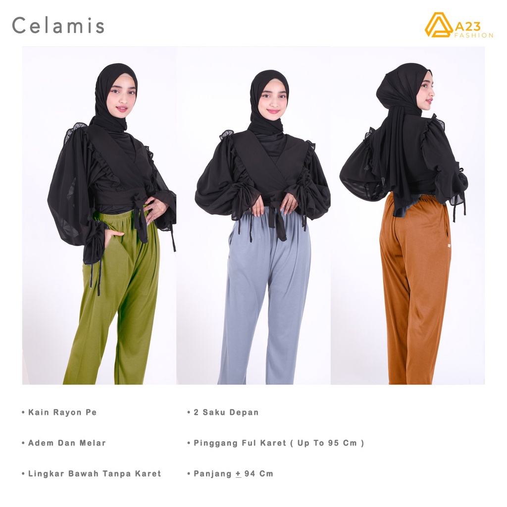 Celana Aladin Celamis bawah tanpa kerutan Bahan Rayon PE