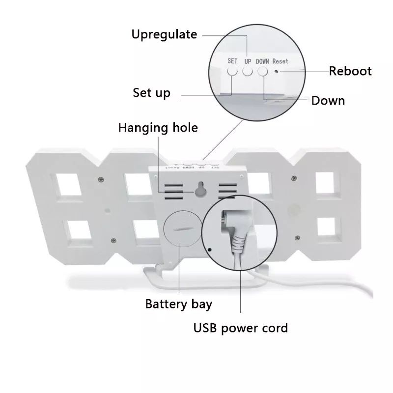 JAM DINDING DIGITAL LED/JAM MEJA ALARM SUHU/JAM 3D LED BESAR MODERN LAMPU HIAS