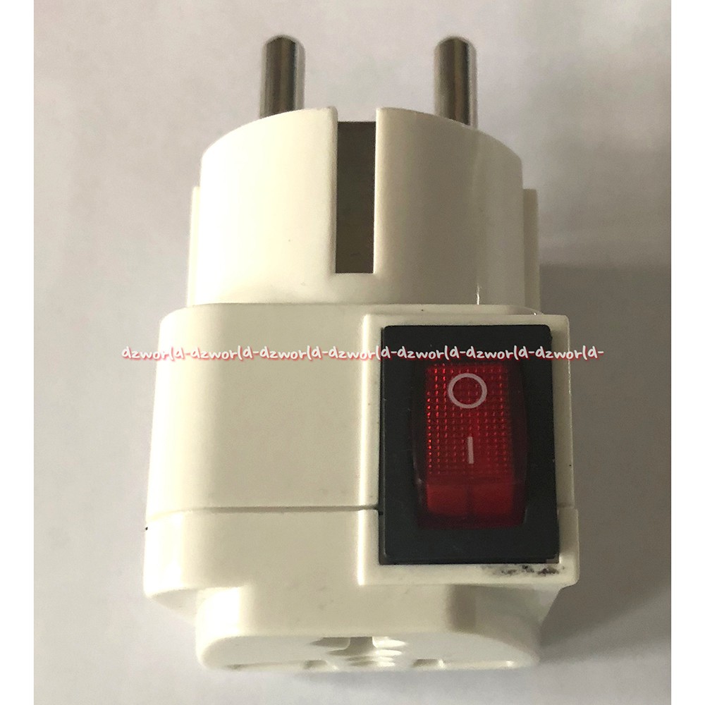 Krisbow Steker Stop Kontak Adaptor Dengan Tombol Switch Colokan Kaki 3 Putih White