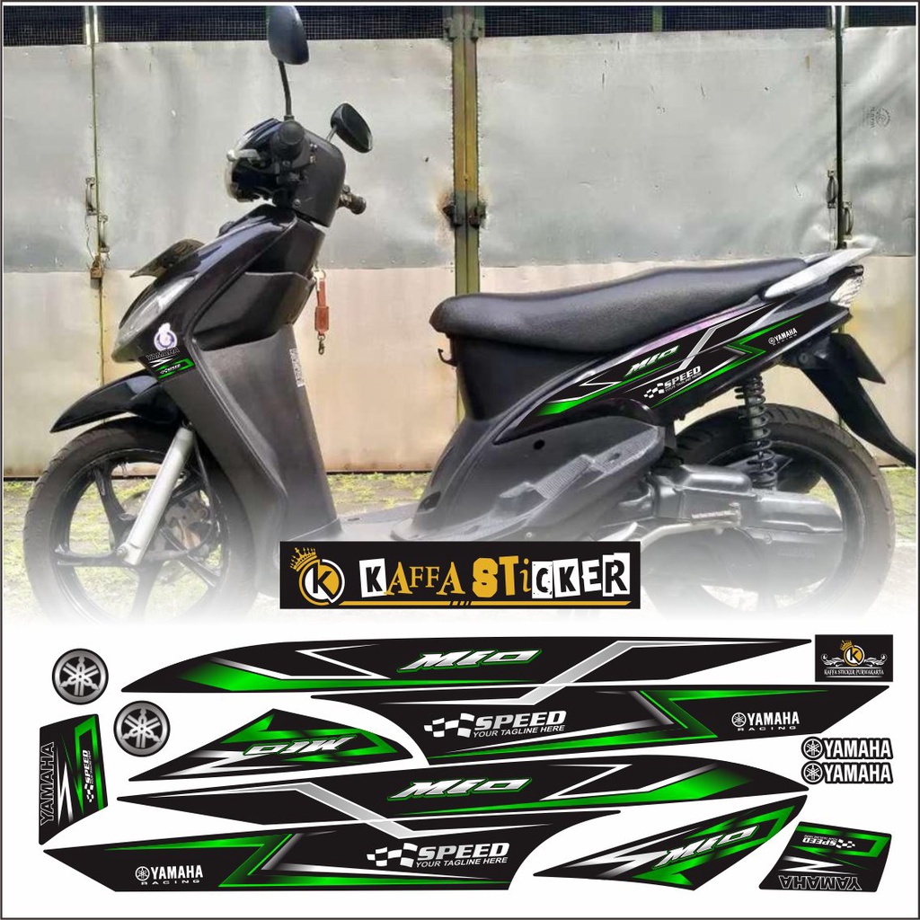 POLET Striping Mio Sporty variasi ijo hijau hitam sticker list POLET LIS