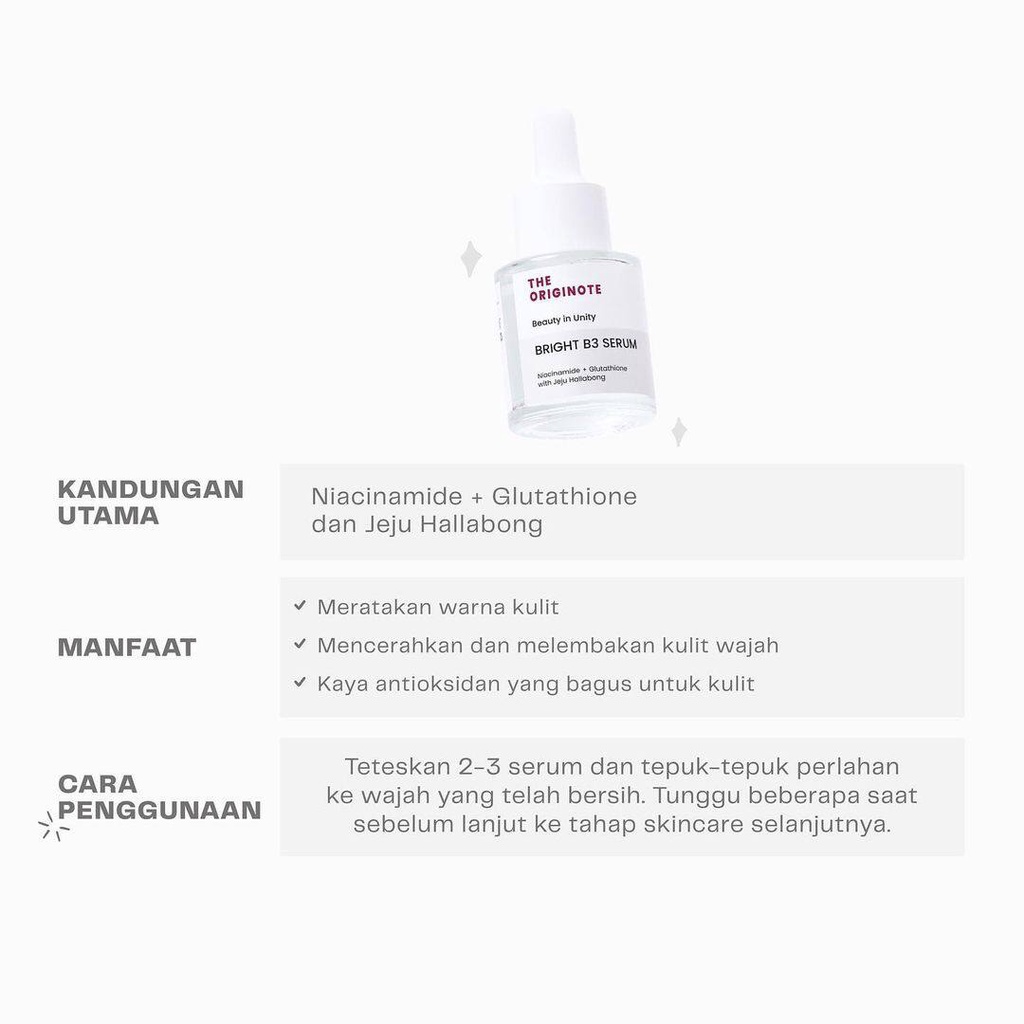 THE ORIGINOTE Serum Wajah, Moisturizer, Acne B5 | Bright B3 | Astachiol | Ceratides | Peeling Solution
