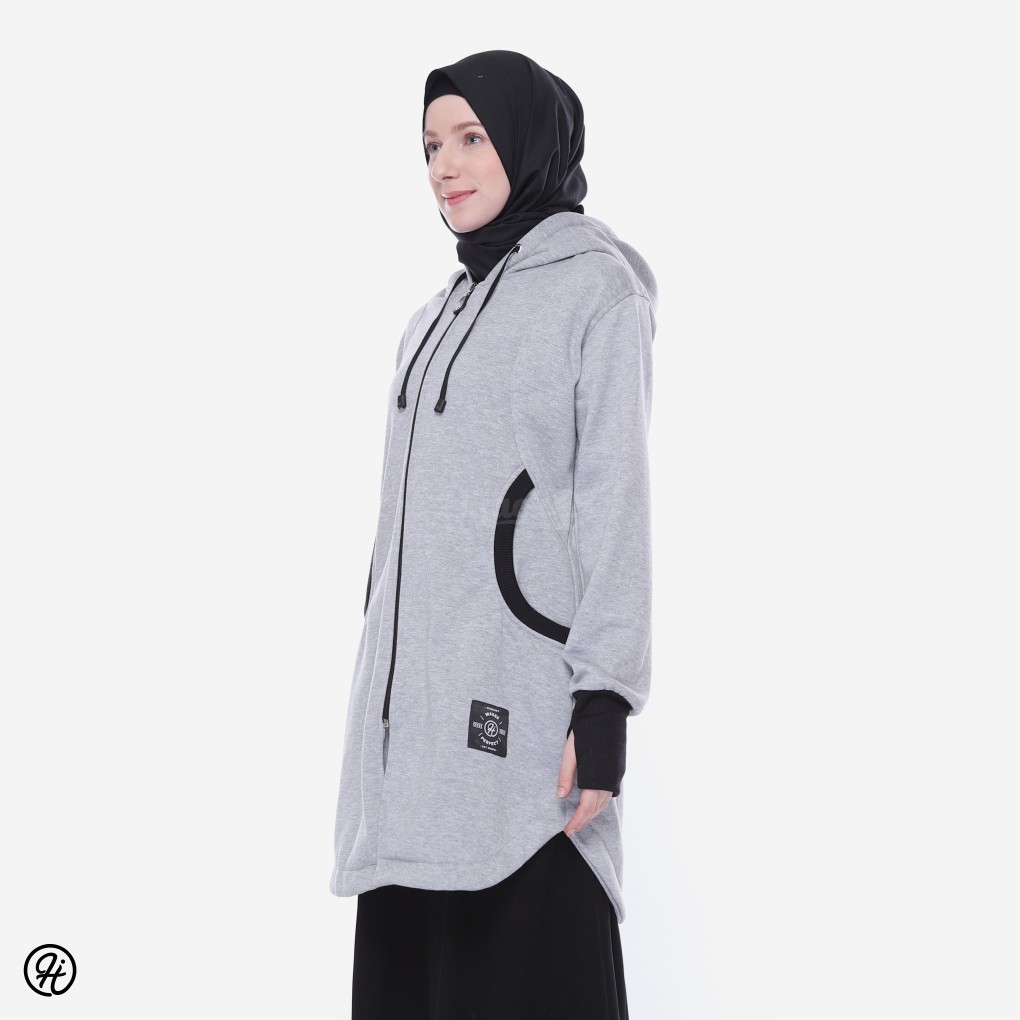 NEW hijacket elektra jaket wanita hoodie all varian warna GREY L & XL-3