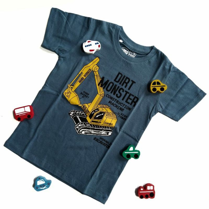 CMG kids kaos anak laki laki motif eksavator catton combed 24s