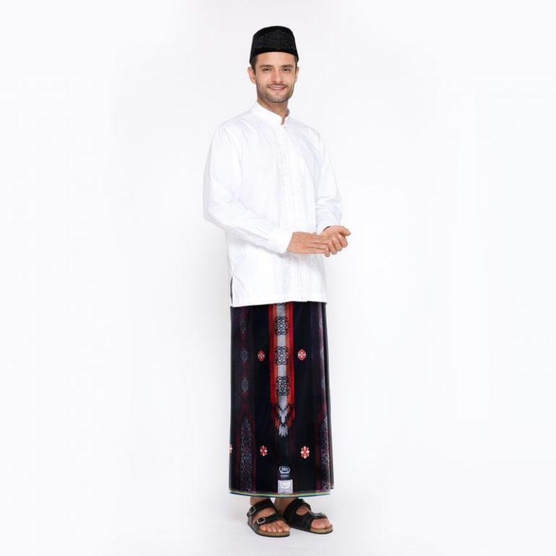 Sarung BHS Classic Silver Motif JGA Hitam Merah