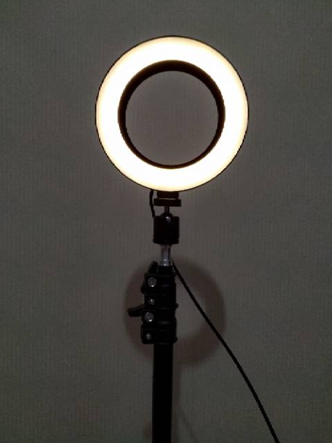 Lampu Ring Light LED Kamera 8W 6 Inch+ light stand tripod 180cm