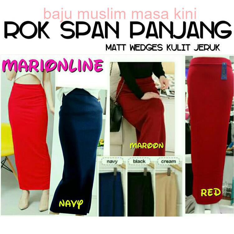 FASHION MUSLIM KEKINIAN BARU rok span panjang pencil skirt wedges kulit jeruk