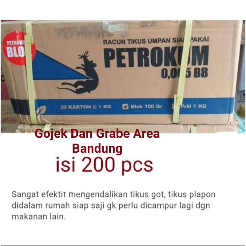 Racun Tikus Petrukum 1 karton Isi 200 pcs,khusus gojek dan grabe Bandung