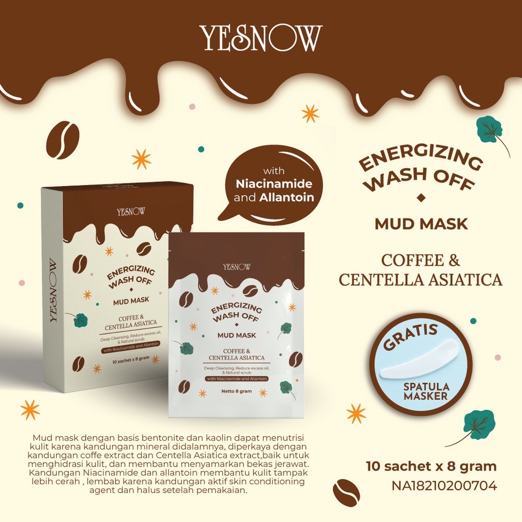 Yesnow Relaxing Wash-Off Mud Mask | Masker Wajah [@ 1Box]