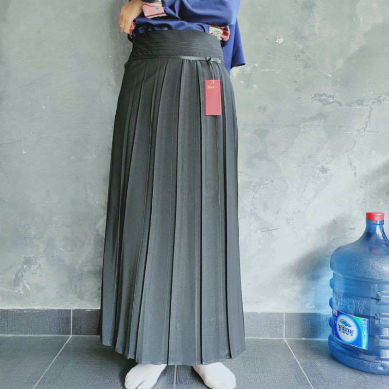 ROK PLISKET BLISKET POLOS PANJANG Formal Resmi Casual Bahan Kerja Kantor Office Wanita Cewek Hitam