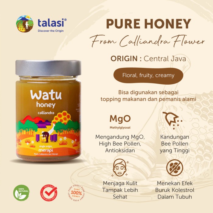 

Watu Monofloral Honey Calliandra - Madu Asli Merapi 400gr Jawa Tengah