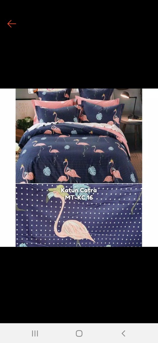 Moon Kain Sprei Meteran Katun Lokal Catra Magenta Melina Blue & Pink Putih Flamingo Dot Polkadot