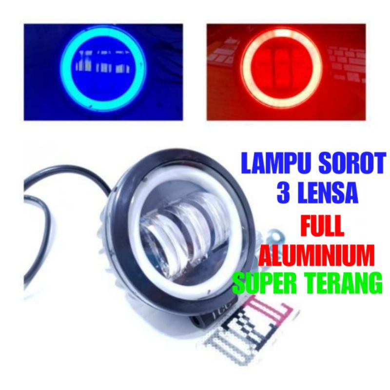 lampu tembak led cwl k30 3 mata 4d angel aye eye 30 watt bulat biru