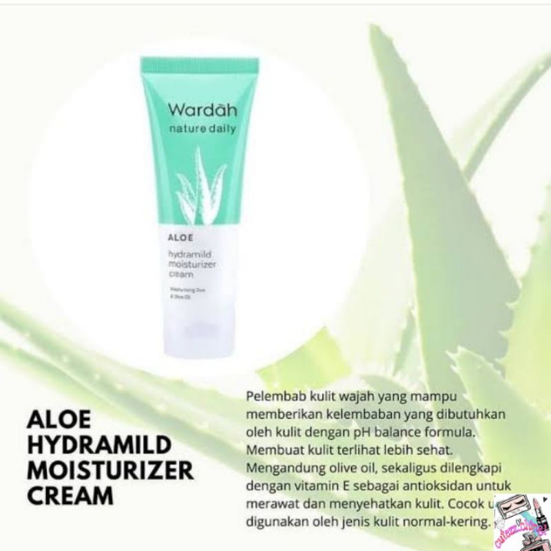 ☃Cutezz_Ching1☃Wardah Nature Daily Aloe Hydramild Moisturizer Cream 40ml - pelembab dengan olive oil