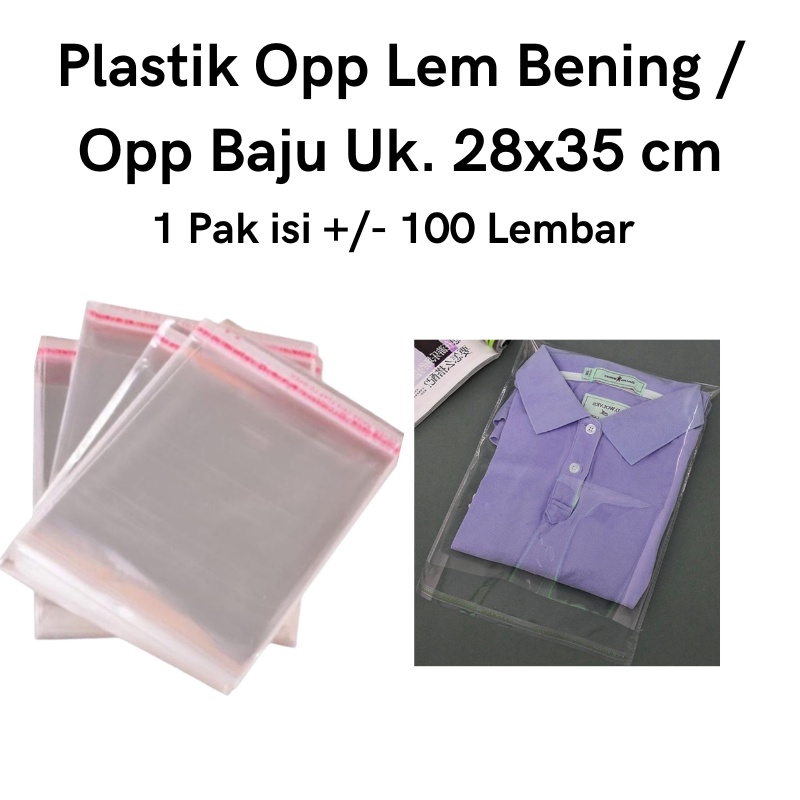 Plastik Opp Lem Bening l Plastik Kemasan Baju Sandal Ukuran 28x35