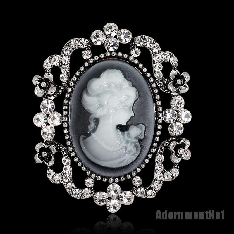 (Adornmentno1) 1pc Bros / Pin Gaya Victoria Motif Cameo Aksen Kristal Untuk Aksesoris Wanita / Pesta Pernikahan