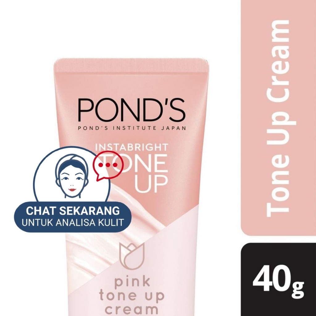 Pond’S Instabright Cream Tone Up 40G -Pencerah Wajah, Kulit Kusam, Noda hitam, Penghilang noda wajah