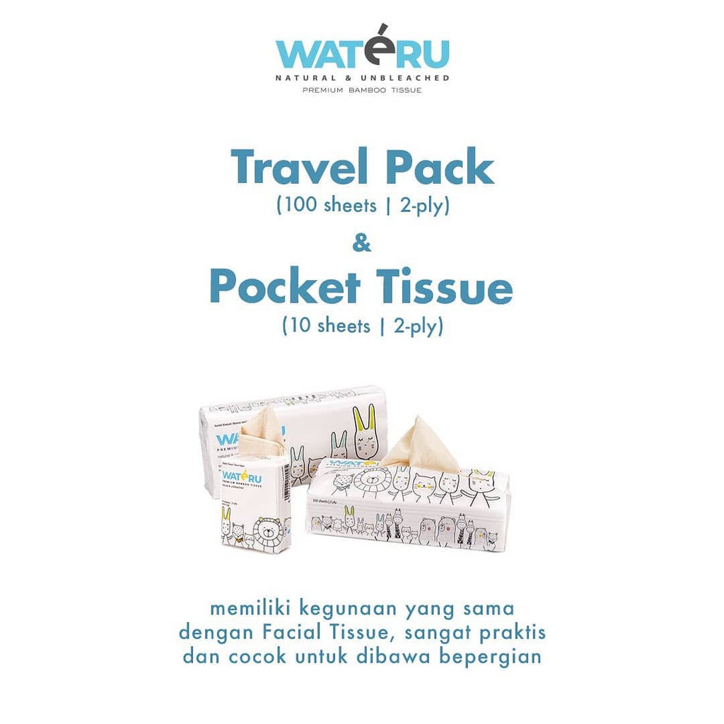 Wateru Premium Bamboo Tissue | Tisu Dapur Toilet Facial Pocket