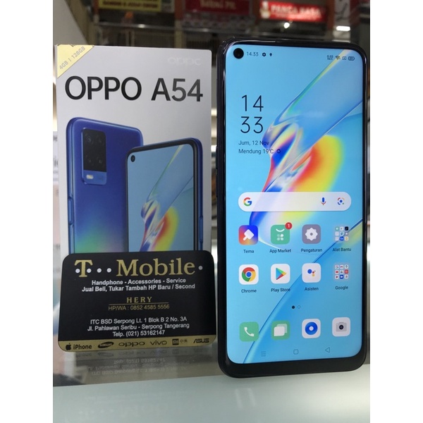 OPPO A54 RAM 4GB 128GB BLACK, SECOND MULUS, FULLSET ORI, GRS RESMI
