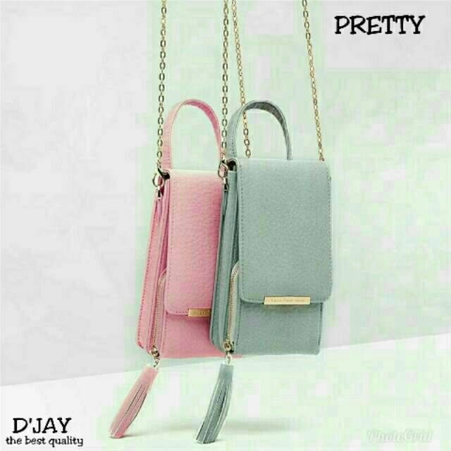 Tas HP Selempang Wanita Import Mini Heart Zipper L Size/ Mini Sling Bag ko