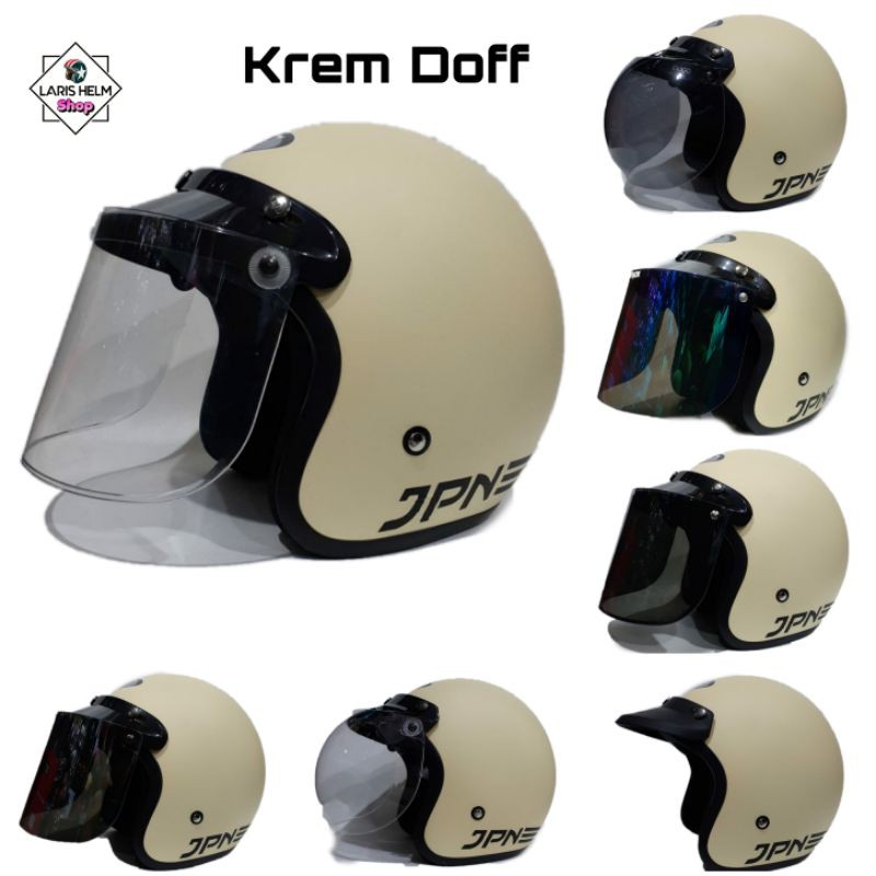 Helm Retro JPN KREM DOFF Pria Wanita Dewasa Berhijab