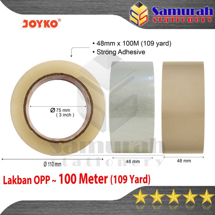 

Mudah Lakban Plastik Opp Tape 48 Mm Joyko Bening - Coklat 100 Meter 2In Yard Terlaris