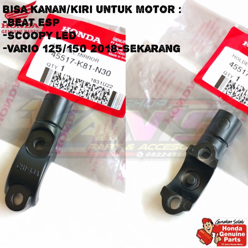 Dudukan Spion Kanan/Kiri Scoopy Led, Beat Esp Dan Vario 125/150 2018-Sekarang Original Honda Genuine