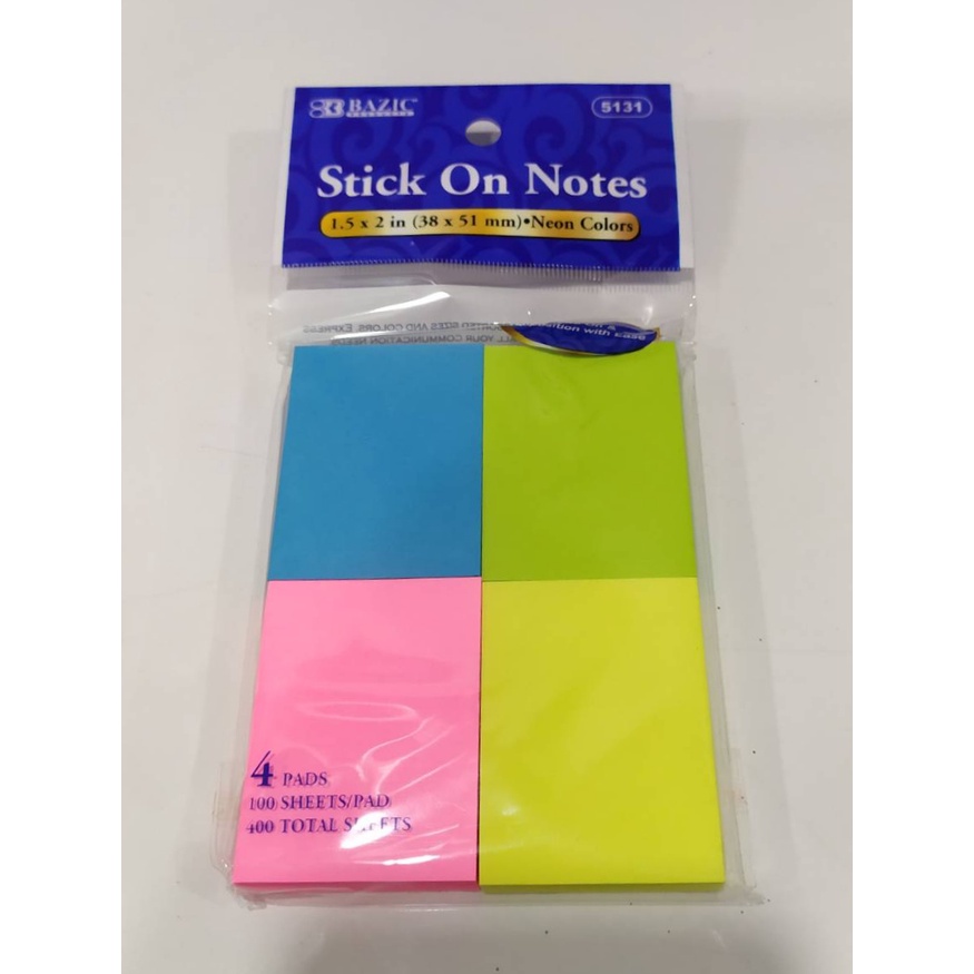 

Sticky Notes Kecil / Bookmark BAZIC 5131 4 Warna Neon Isi 400 Sheet