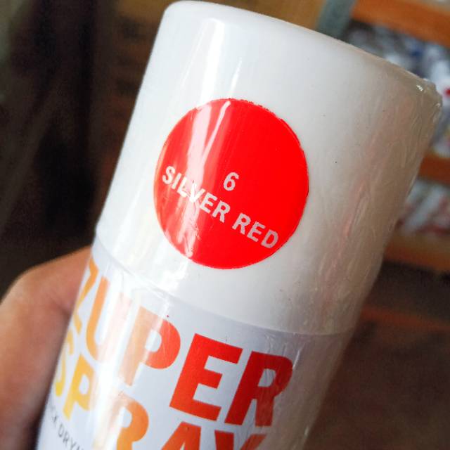 Pilok pilox aerosol zuper spray 150cc warna silver red (merah terang) cat semprot spray paint