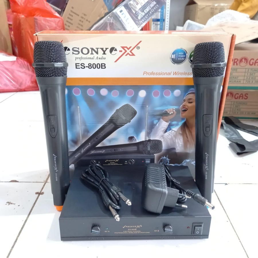 MIC KARAOKE MIC WIRELES DOUBLE VE SONY EX ES-800B MIC VOKAL SONY MURAH MIC DOUBLE PROMO