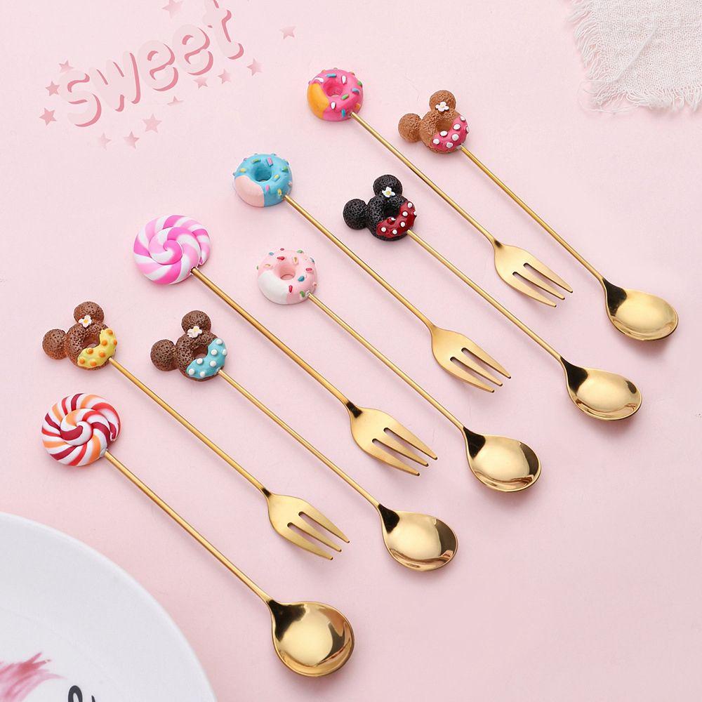 [Elegan] Sendok Kopi Hadiah Anak Kue Permen Es Krim Mini Stainless Steel Aduk Kartun Dessert Spoon Sendok Teh