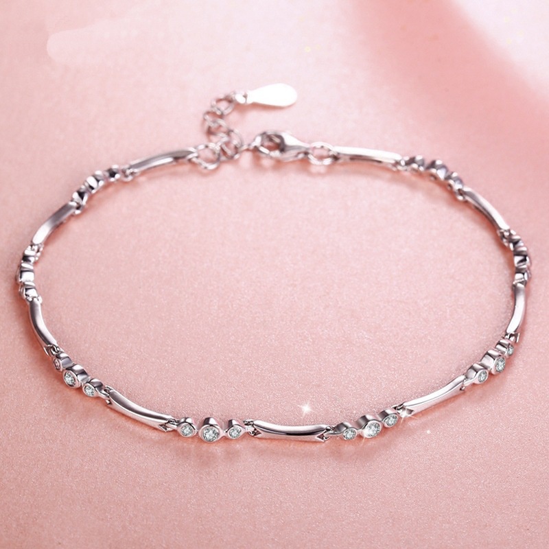 Gelang Bahan Stainless Steel 925 Silver Plated Gaya Korea Untuk Wanita