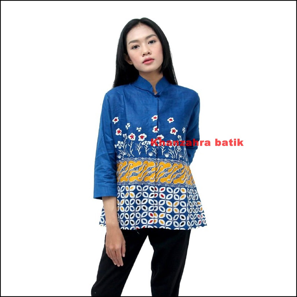 Atasan Batik Wanita - Blouse Batik Wanita - Seragam Batik Wanita S-M-L-XL-XXL-3L-4L-5L Batik Modern-F