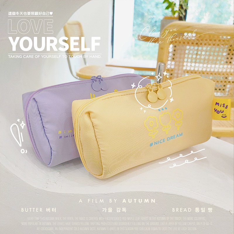 

INSLarge Opening Pencil Case Simple and Fresh Korean Style Pencil Box Original Niche Junior High Sch