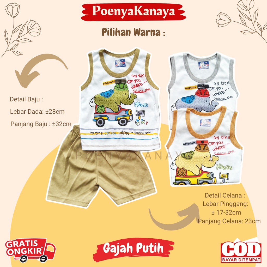 Setelan Baju Bayi Kutung Dasar Putih Makayla Size 6-18 Bulan STL15